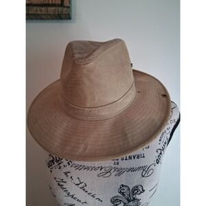 Henschel Hatquarters USA Tan  Cotton Safari Fedora Hat Mens Medium Made USA